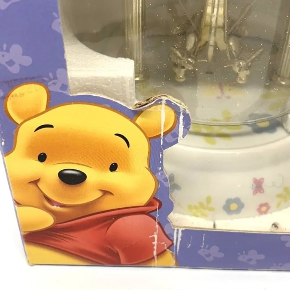 1991 Vintage Disney Winnie The Pooh Anniversary Clock Glass Dome Bees - in box